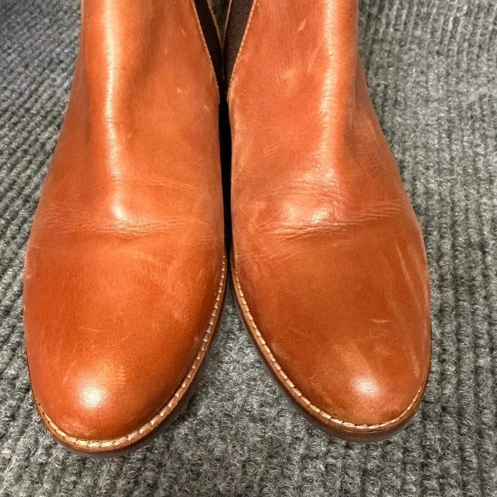 Joules Chelsea Boots UK 4 EU 37 US 6 Tan Leather Pull On Minimalist Casual India